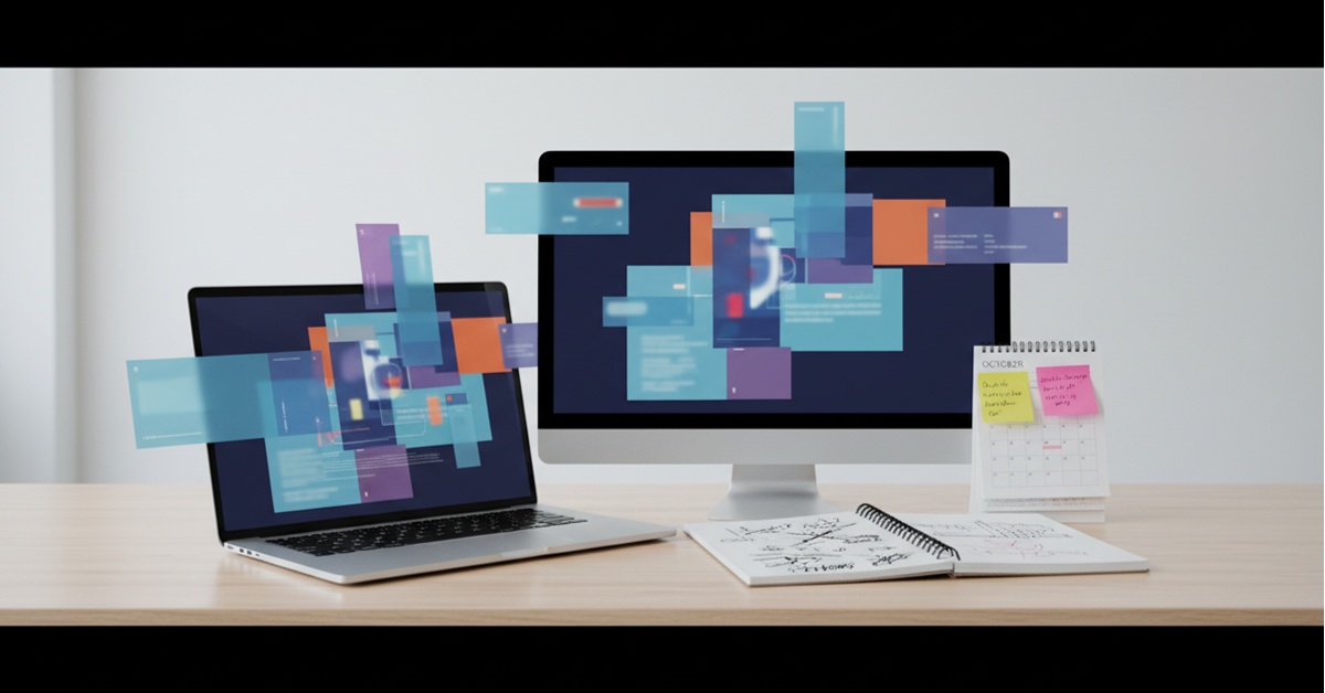 Overlapping work elements illustrating cognitive load and task switching during the workday
